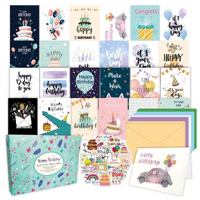 Un buen precio. 15 Envuelva tarjetas de felicitación en blanco y coloridas con sobres en línea